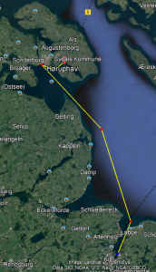 Der Kurs der Seestern von Kiel nach Sønderborg
